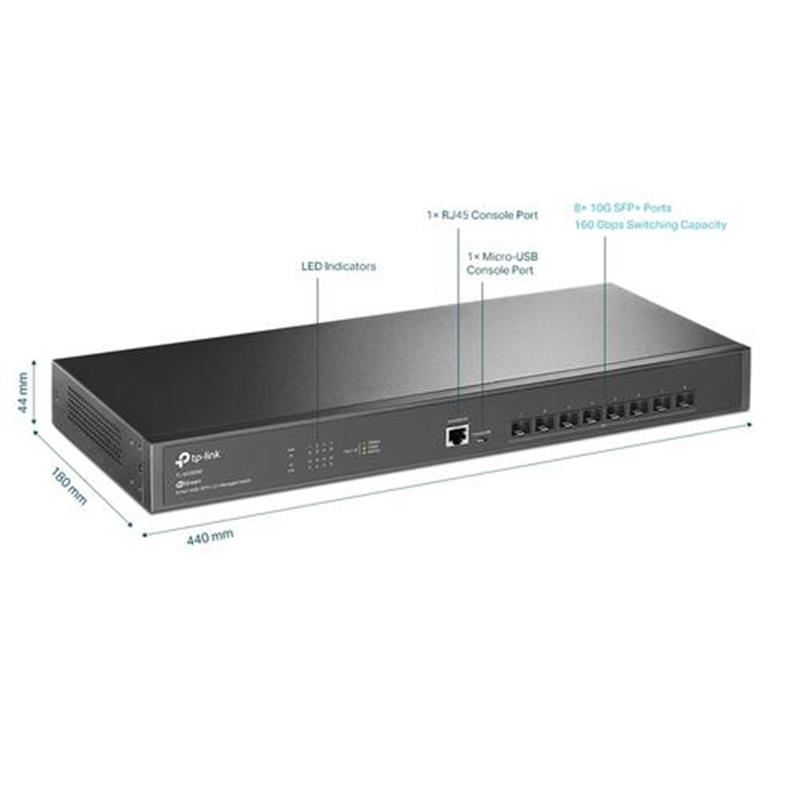 TP-LINK TL-SX3008F netwerk-switch Managed L2+ Geen Zwart