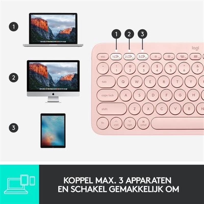 Logitech K380 For Mac toetsenbord Bluetooth QWERTY US International Roze