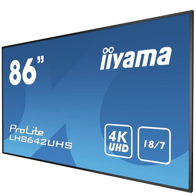iiyama LH8642UHS-B3 beeldkrant Digitale signage flatscreen 2,17 m (85.6"") IPS 500 cd/m² 4K Ultra HD Zwart Type processor Android 8.0 18/7