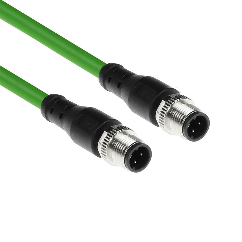 ACT Industrial 1,50 meter Sensor kabel M12D 4-polig male naar M12D 4-pin male, Superflex Xtreme TPE kabel, afgeschermd