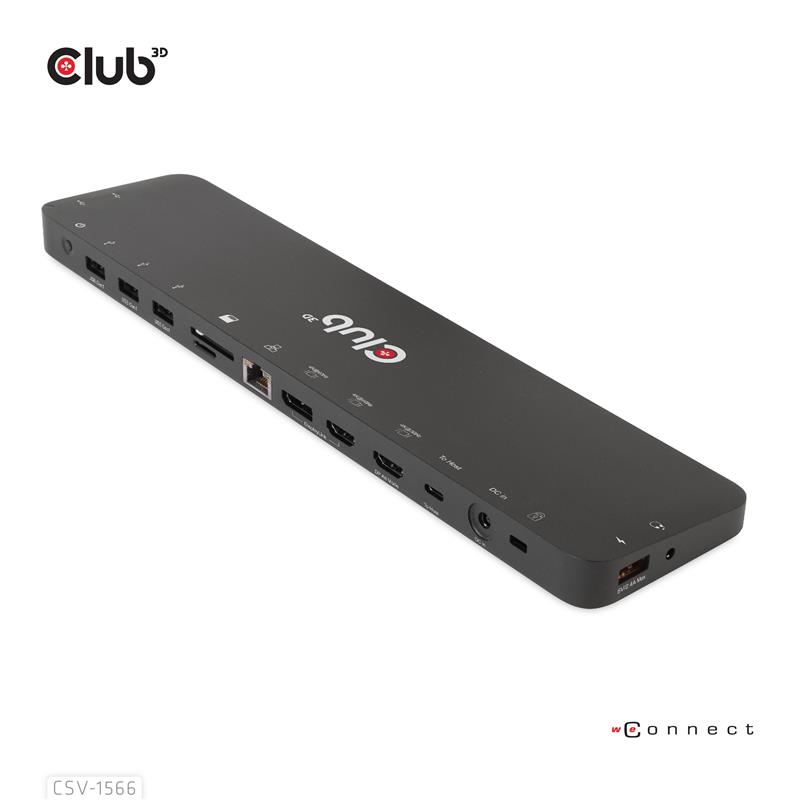 CLUB3D Universeel Docking station met 120W max/Power adapter voor het opladen van de allerzwaarste laptops met USB type C aansluiting, 2x HDMI, 1x DP(