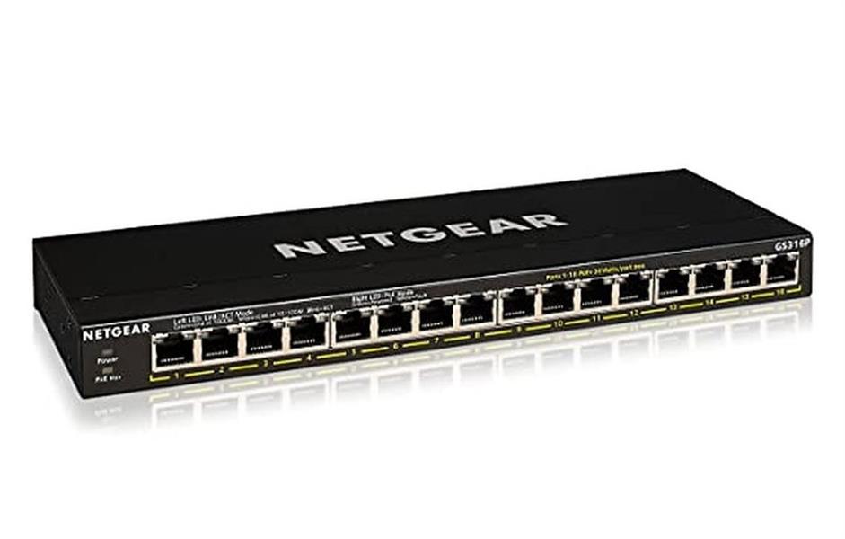 Netgear GS316P Unmanaged Gigabit Ethernet (10/100/1000) Zwart Power over Ethernet (PoE)
