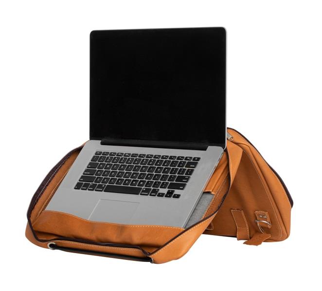R-Go Tools R-Go Viva 15.6"" Laptoptas, Full Grain Leather (LWG gecertificeerd), Geïntegreerde laptopstandaard, Schouderband, Bruin