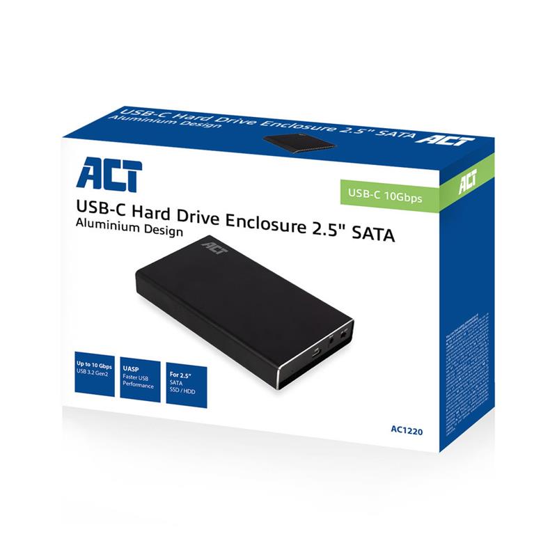 ACT AC1220 behuizing voor opslagstations HDD-/SSD-behuizing Zwart 2.5""