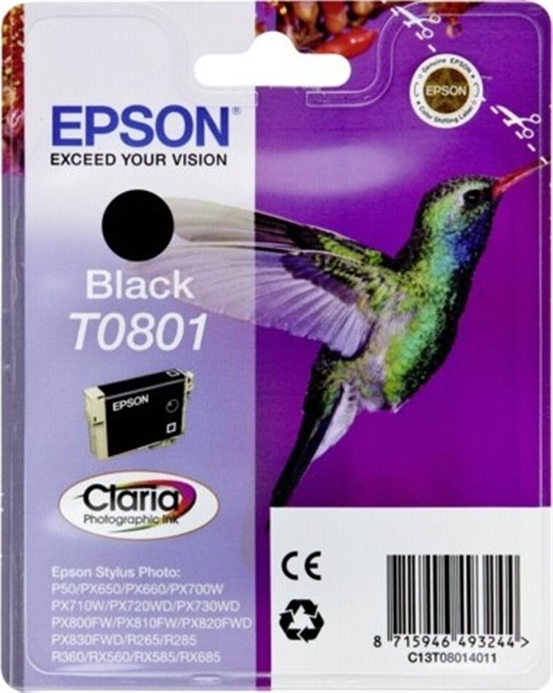 Epson Hummingbird Singlepack Black T0801 Claria Photographic Ink