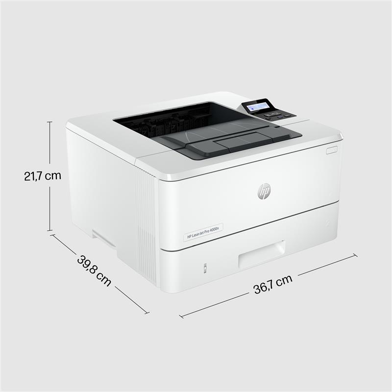 HP LaserJet Pro 4002dn printer, Print, Dubbelzijdig printen; Eerste pagina snel gereed; Energiezuinig; Compact formaat; Optimale beveiliging