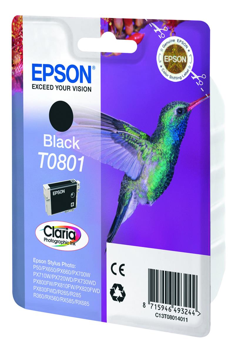 Epson Hummingbird Singlepack Black T0801 Claria Photographic Ink