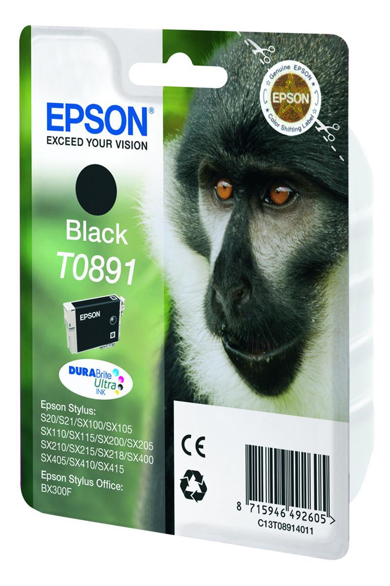 Epson Monkey Singlepack Black T0891 DURABrite Ultra Ink