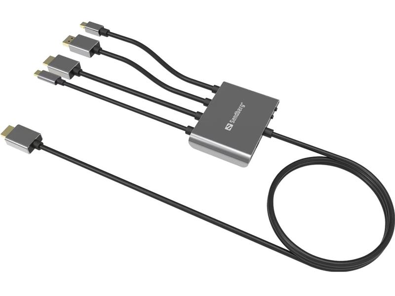 Sandberg 509-21 video kabel adapter 2 m HDMI Type A (Standaard) DisplayPort + Mini DisplayPort + HDMI + USB Type-C Zwart