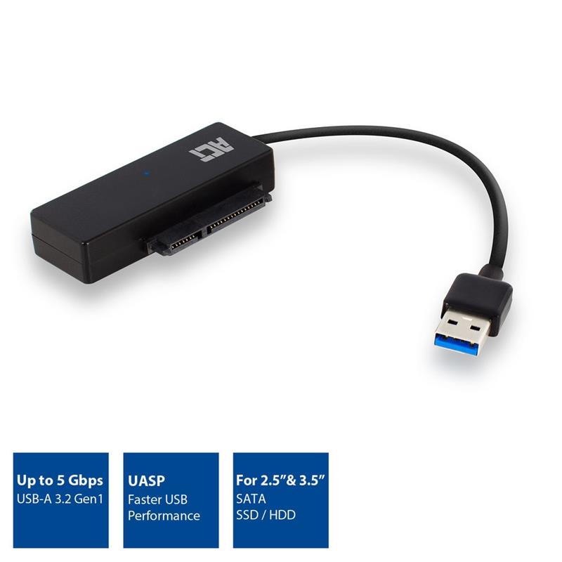 ACT AC1515 tussenstuk voor kabels 2.5/3.5"" SATA USB A Zwart