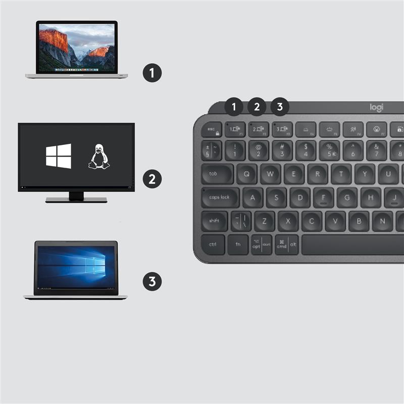 Logitech MX Keys Mini for Business toetsenbord RF-draadloos + Bluetooth QWERTZ Zwitsers Grafiet