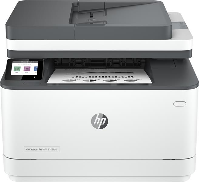 HP LaserJet Pro MFP 3102fdw printer, Zwart-wit, Printer voor Kleine en middelgrote ondernemingen, Printen, kopiëren, scannen, faxen, Dubbelzijdig prin