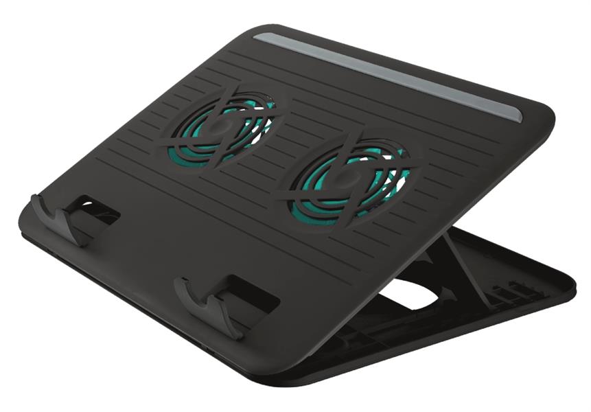 Trust Cyclone | Laptop Cooling Stand | 2 Ventilatoren | USB-voeding | Aanpasbare kantelen | max 16 inch