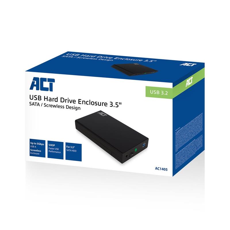 ACT AC1405 behuizing voor opslagstations HDD-/SSD-behuizing Zwart 3.5""