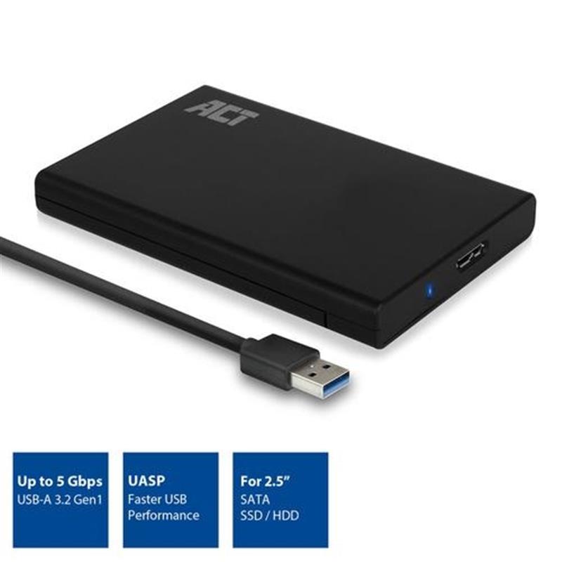 ACT AC1215 behuizing voor opslagstations HDD-/SSD-behuizing Zwart 2.5""