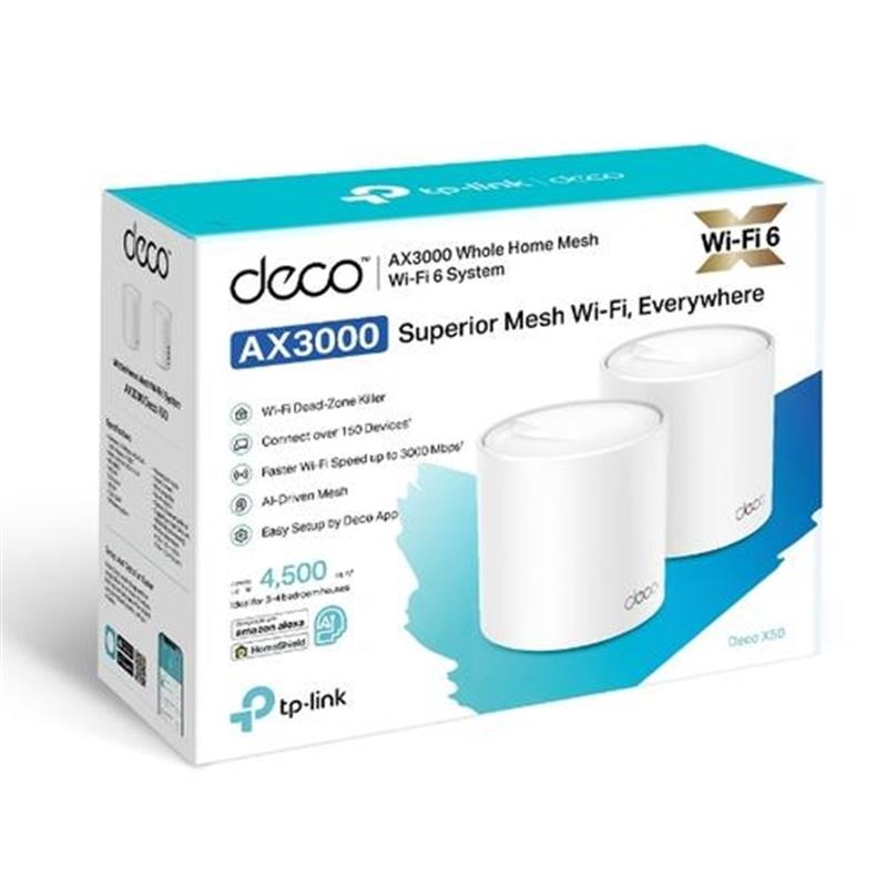 TP-LINK Deco X50 (2-pack) Dual-band (2.4 GHz / 5 GHz) Wi-Fi 6 (802.11ax) Wit 3 Intern