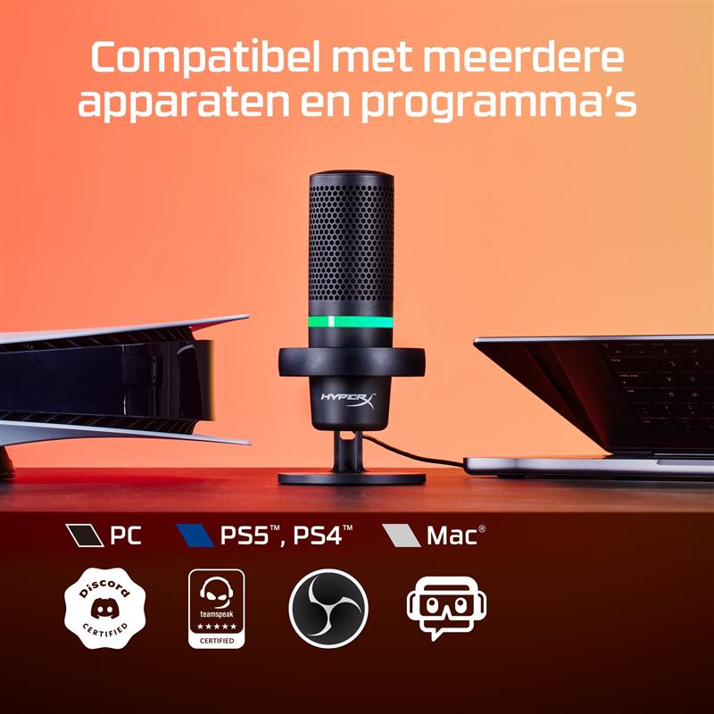 HyperX 4P5E2AA microfoon Zwart Microfoon voor spelcomputers