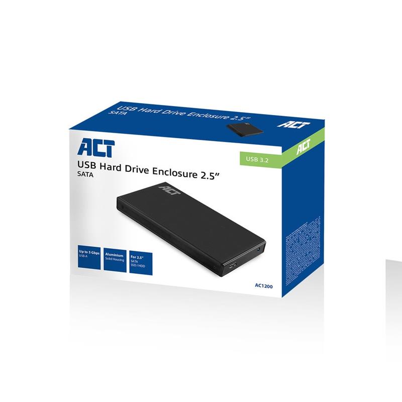 ACT AC1200 behuizing voor opslagstations HDD-/SSD-behuizing Zwart 2.5""