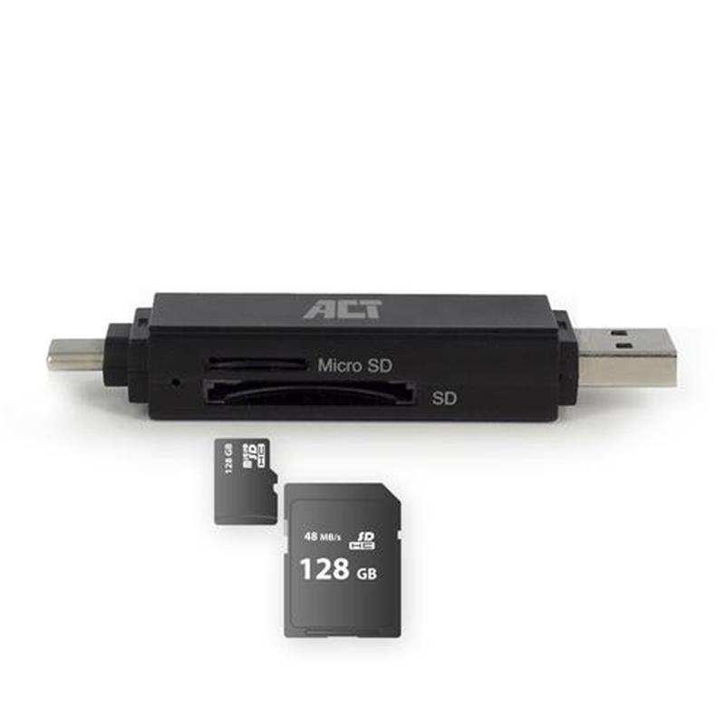 ACT AC6375 geheugenkaartlezer USB 3.2 Gen 1 (3.1 Gen 1) Zwart