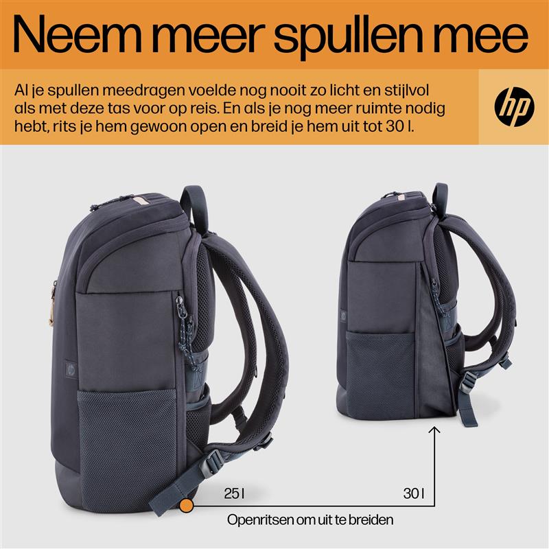 HP Travel 15,6 blauwe laptopbackpack, 25 liter
