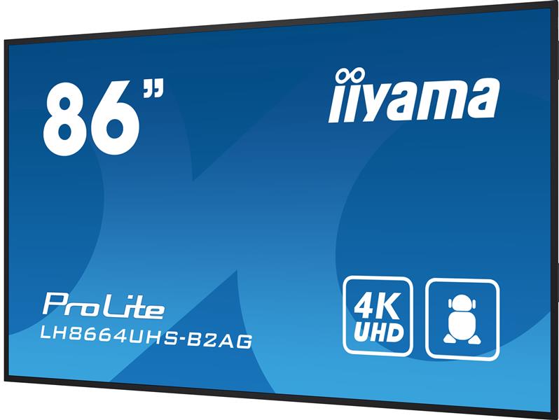 iiyama LH8664UHS-B2AG beeldkrant Digitale signage flatscreen 2,18 m (86"") Wifi 500 cd/m² 4K Ultra HD Zwart Type processor Android 24/7