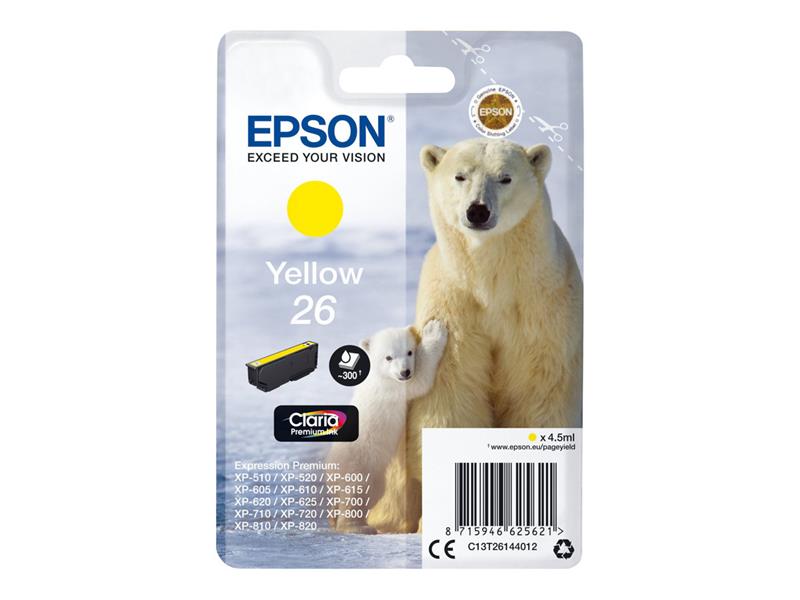 Epson Polar bear Singlepack Yellow 26 Claria Premium Ink