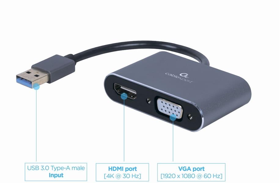 USB naar HDMI VGA beeldschermadapter space grey