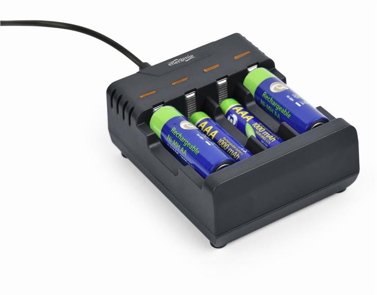 USB batterijlader voor AA AAA batterijen zwart