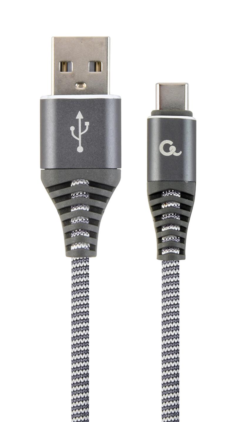 Premium USB-C laad- datakabel spacegrey wit 2 meter