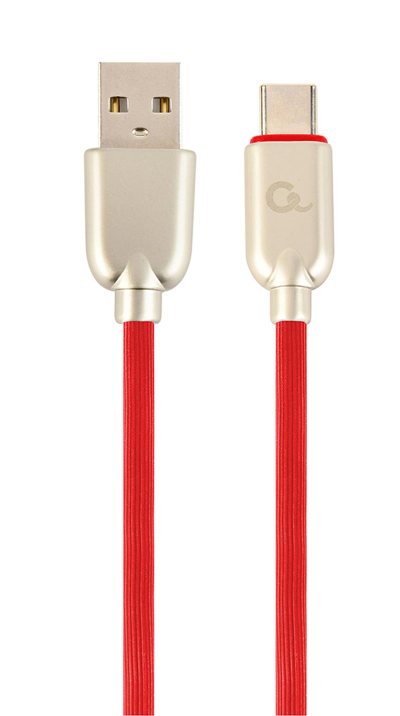 Premium USB Type-C laad- datakabel rubber 1 m rood