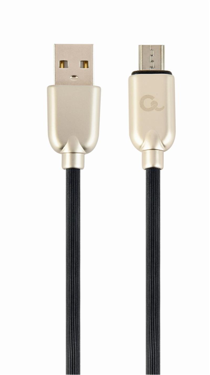 Premium micro-USB laad- datakabel rubber 1 m zwart