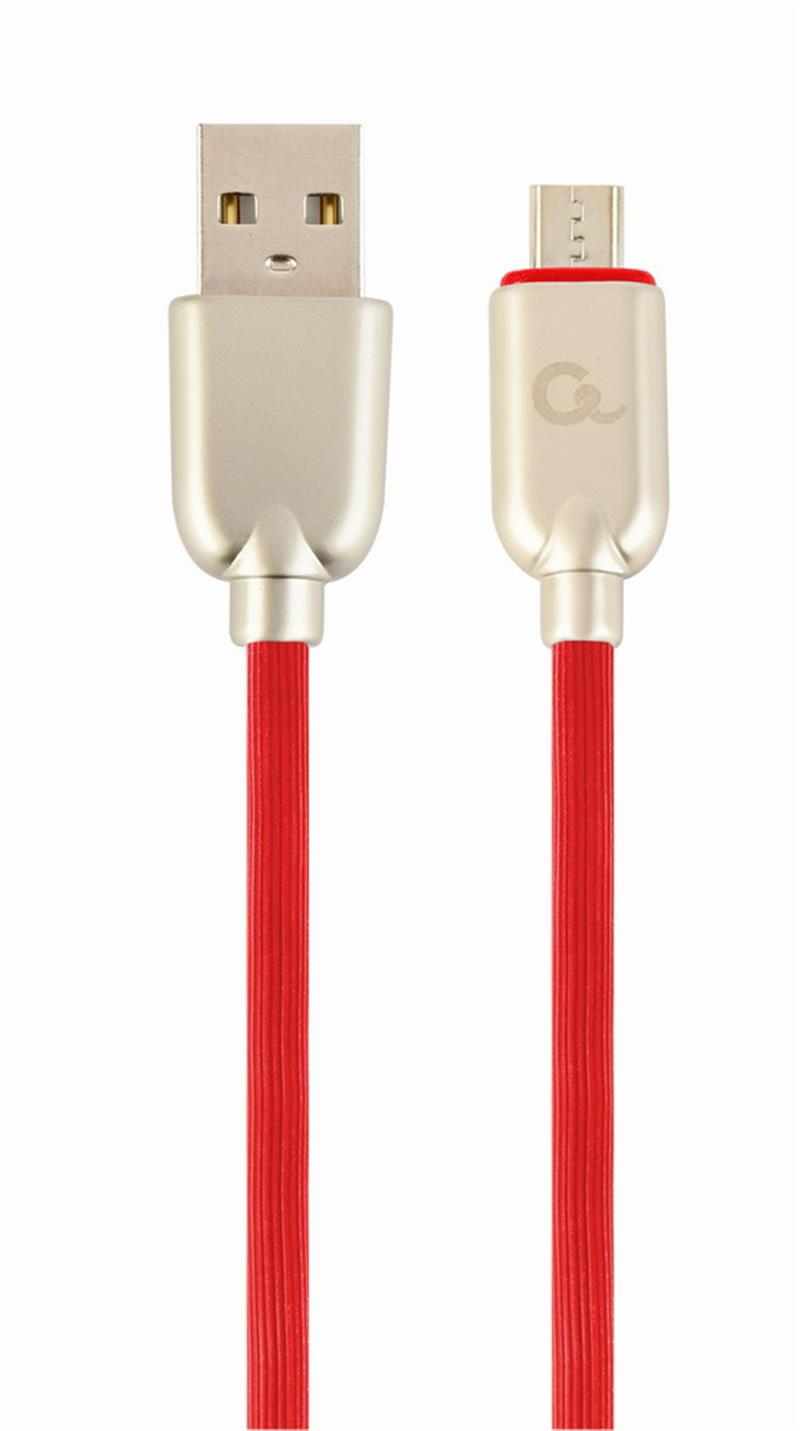 Premium micro-USB laad- datakabel rubber 2 m rood