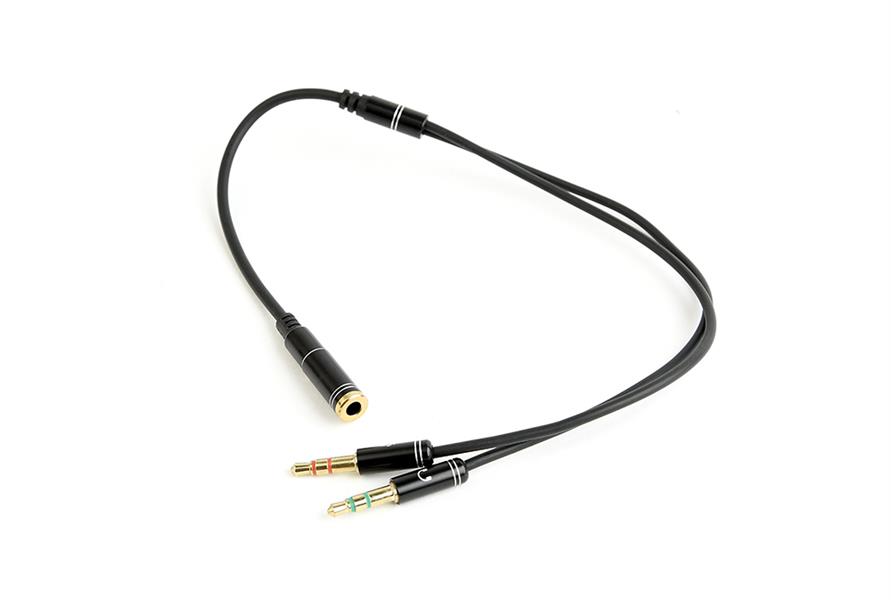 3 5 mm stereo microfoon naar 4-pins 2x 3 5 mm adapterkabel zwart metalen connectoren