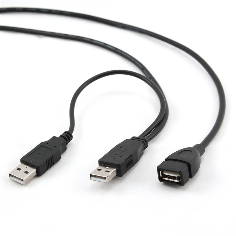 Dubbele USB-verlengkabel 2xAM AF 0 9 m