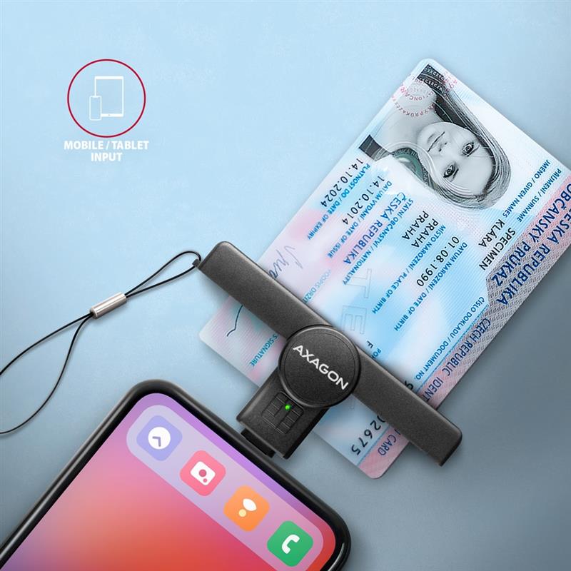 AXAGON USB-C Smart card ID card PocketReader