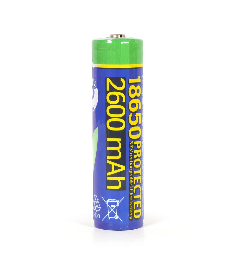 Lithium-ion 18650 batterij beveiligd 2600 mAh