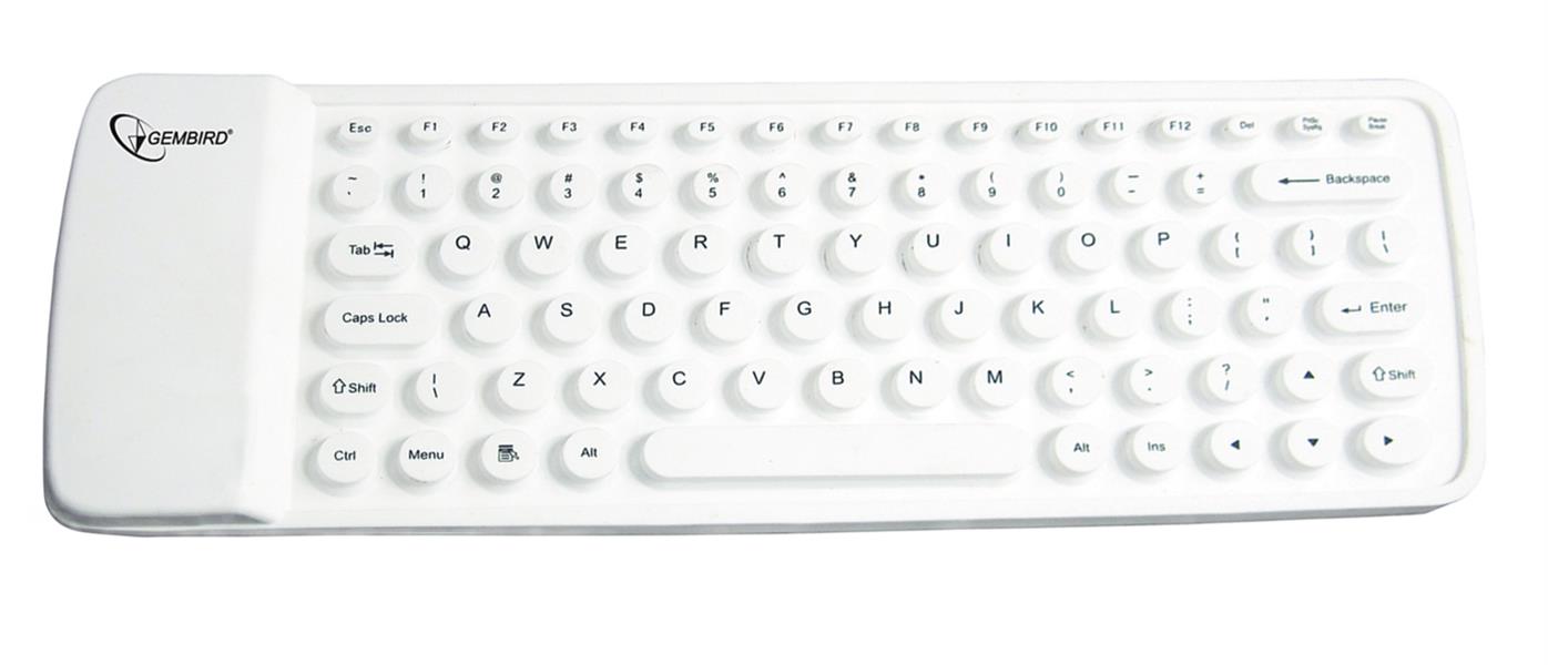 Gembird Flexibel Bluetooth toetsenbord wit US layout