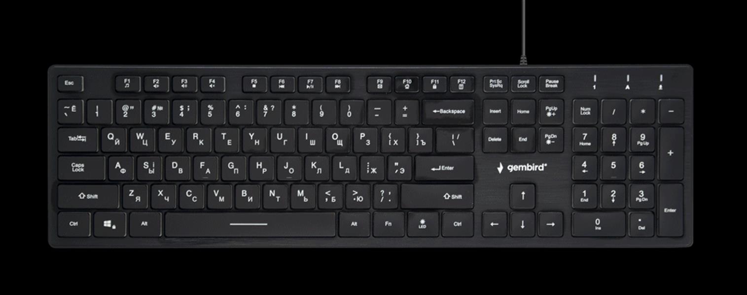 Gembird Multimedia toetsenbord zwart met BackLight Russische layout