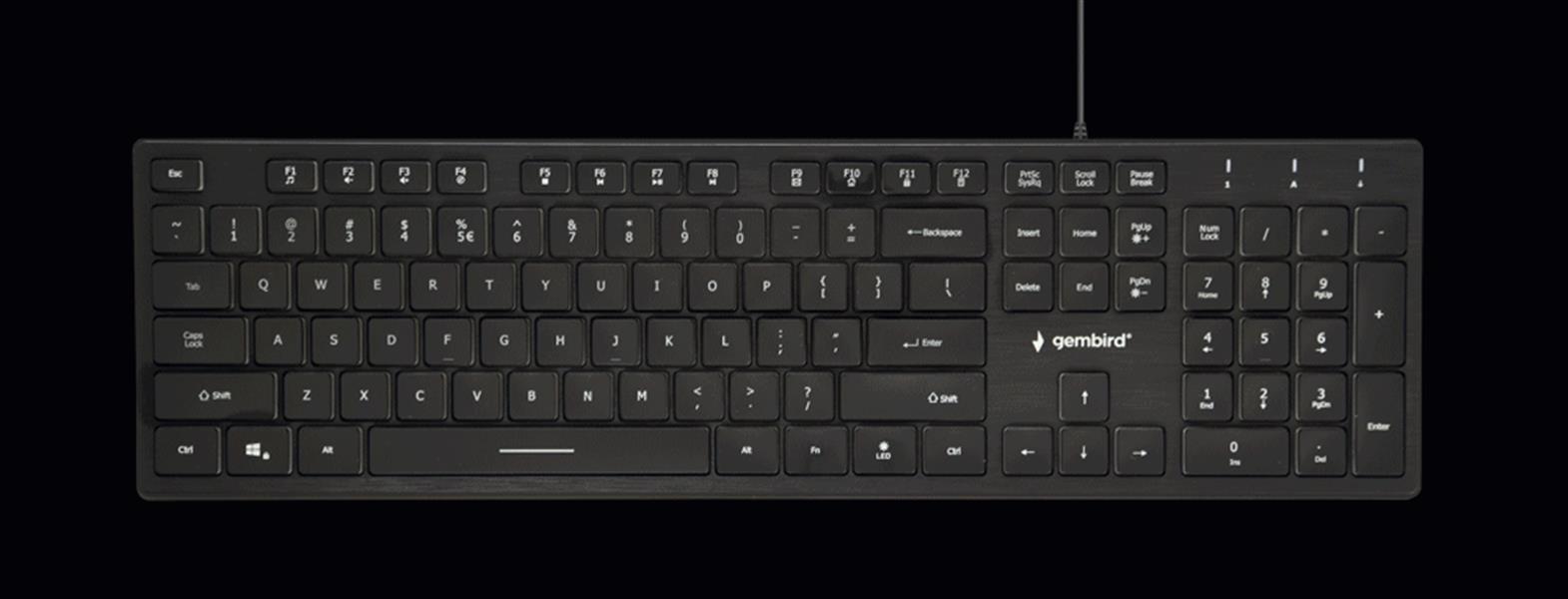 Gembird Multimedia toetsenbord zwart met BackLight