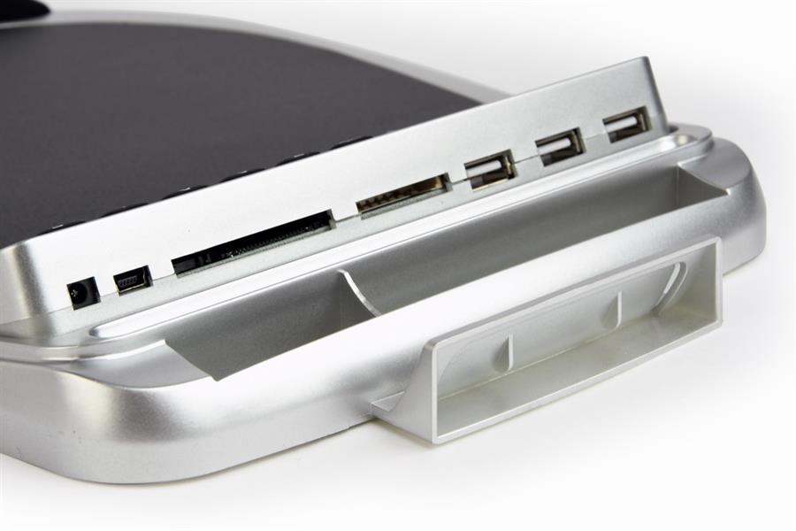 USB muismat met ingebouwde 3-poort hub geheugenkaart lezer calculator en thermometer