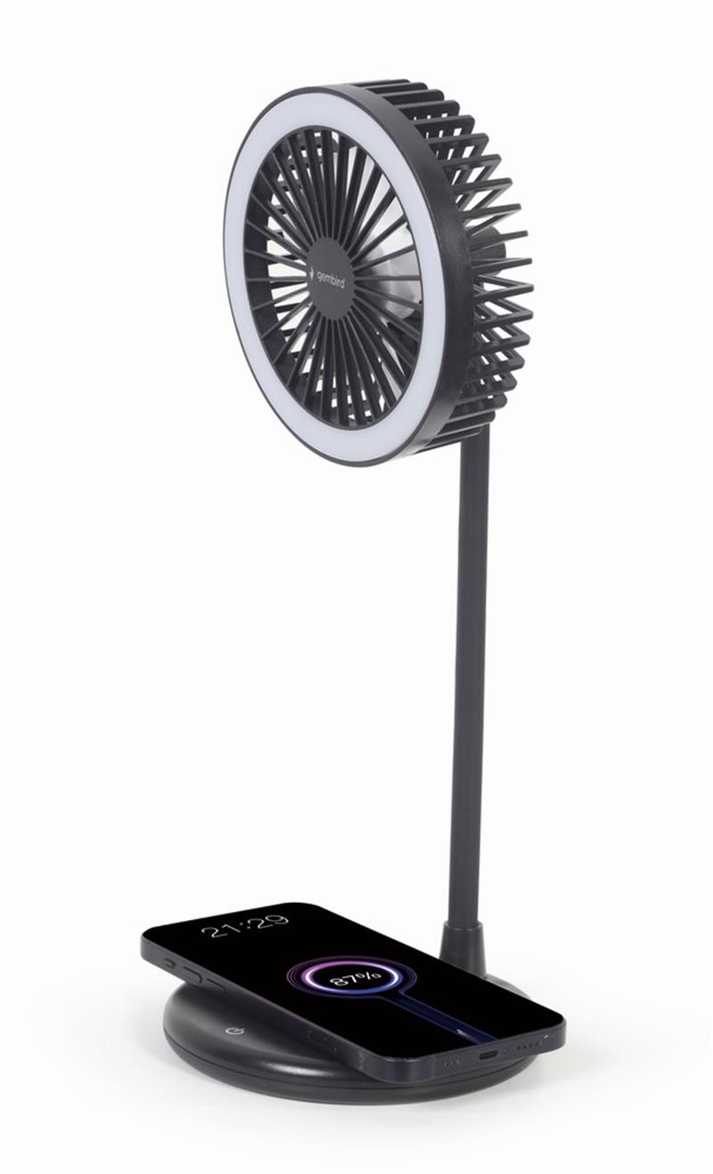 Bureaulamp met ventilator en draadloze oplader 10 Watt