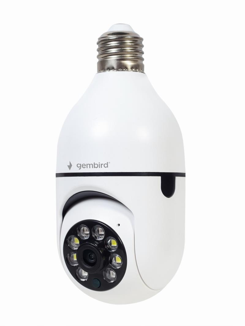 Gembird Slimme wifi camera 1080p draaibaar E27 Draaifitting kan in een lamp aansluiting Tuya Smarthome App