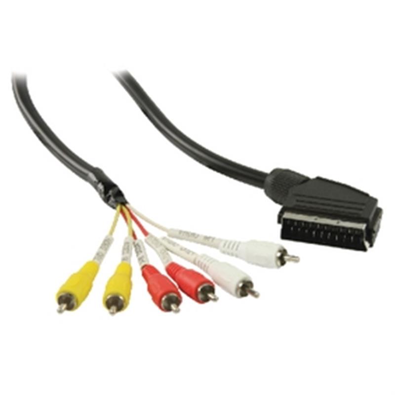 SCART Kabel SCART Male - 6x RCA-Connector 2.00 m Zwart