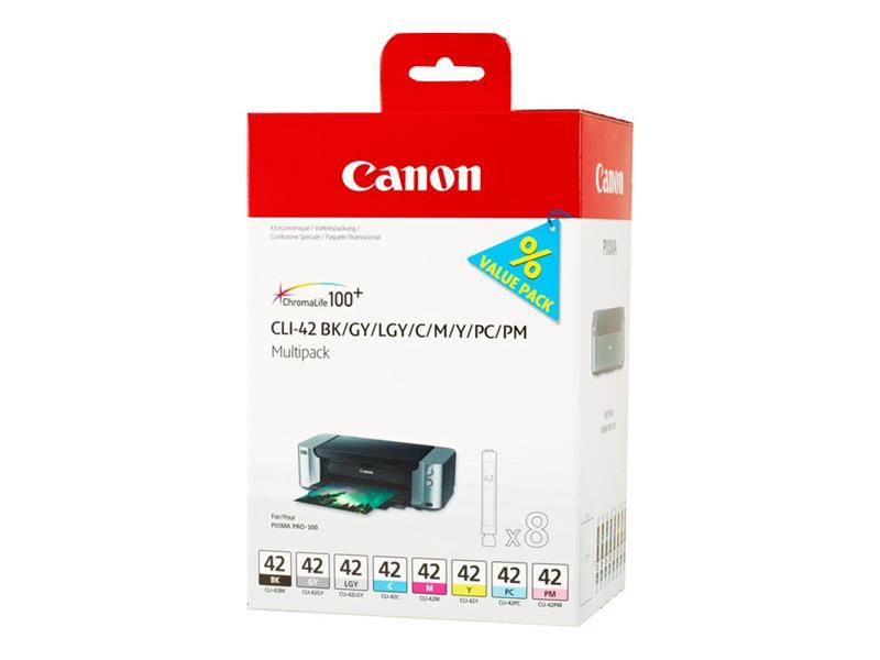 Canon CLI-42 BK/C/M/Y/PM/PC/GY/LGY Origineel Zwart, Cyaan, Grijs, Licht Grijs, Magenta, Foto cyaan, Foto magenta, Geel Multipack 8 stuk(s)