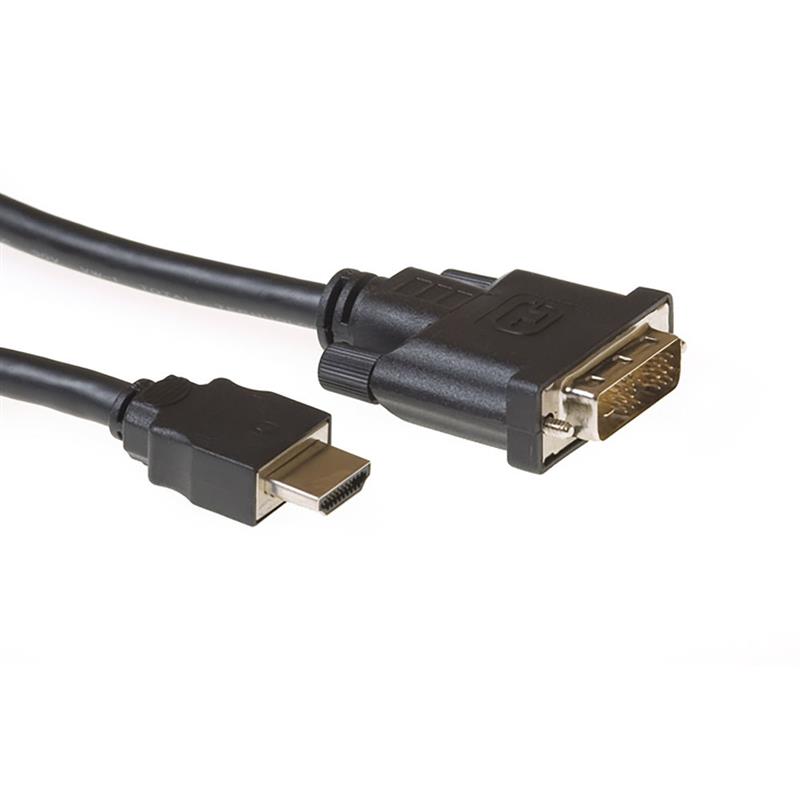 ACT 2 meter HDMI naar DVI-D adapterkabel 1x HDMI A male 1x DVI-D single link male 18 1