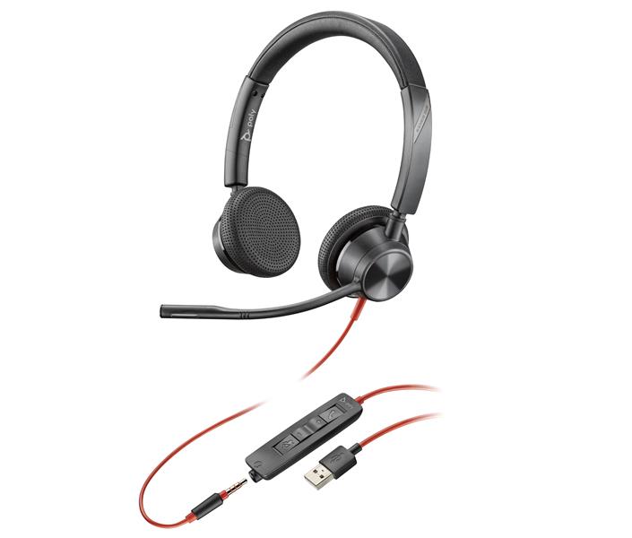 HP Poly Blackwire 3325 Headset Bedraad Hoofdband Kantoor/callcenter USB Type-A Zwart