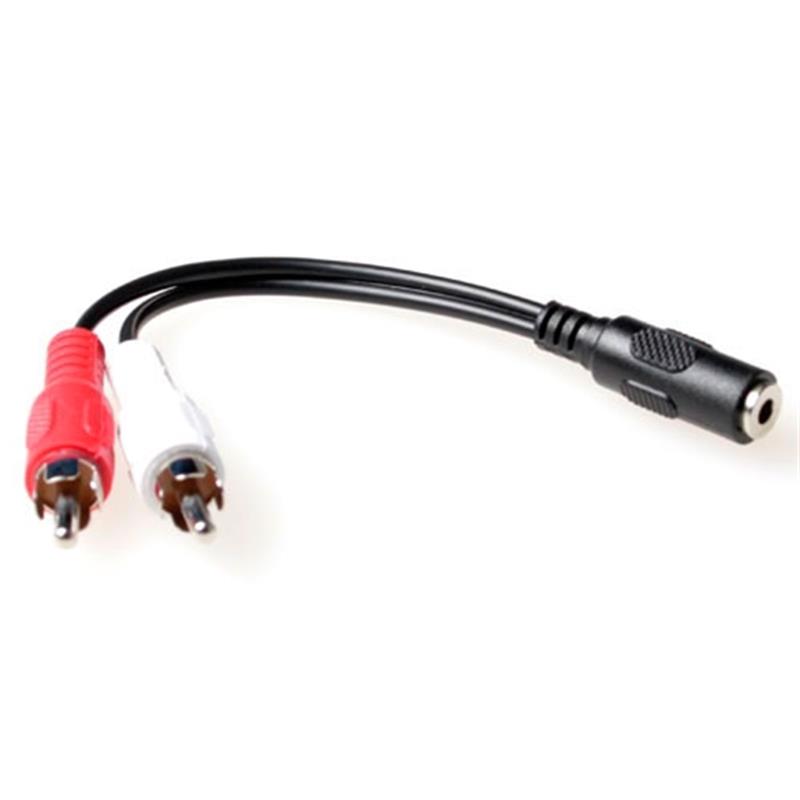 ACT AK2027 audio kabel 0,15 m 2 x RCA 3.5mm Zwart