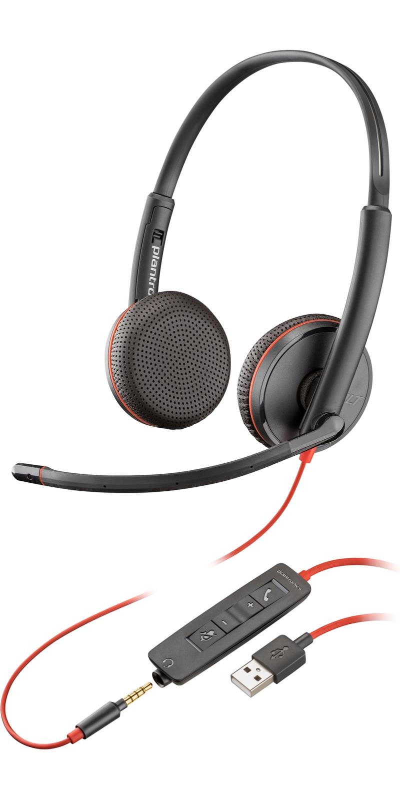 HP Poly Blackwire 3225 Headset Bedraad Hoofdband Kantoor/callcenter USB Type-A Zwart