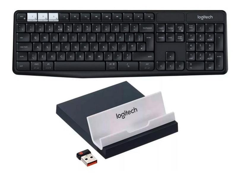 Logitech K375s toetsenbord RF Wireless + Bluetooth QWERTY US International Grafiet, Wit