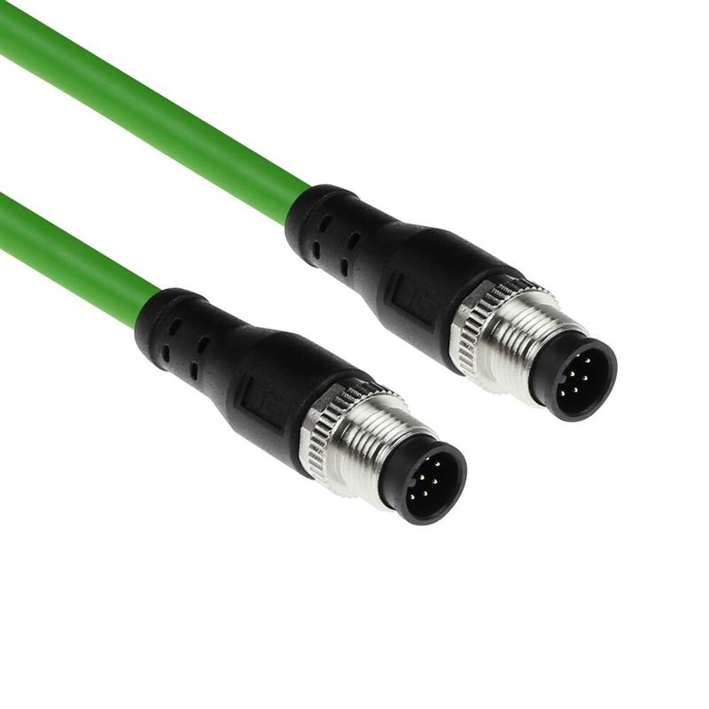 ACT Industrial 1,50 meter Sensor kabel M12A 8-polig male naar M12A 8 pins male, Ultraflex TPE kabel, afgeschermd